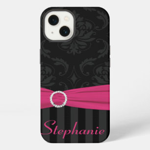 Black Grey Pink Damask Striped iPad Air Case