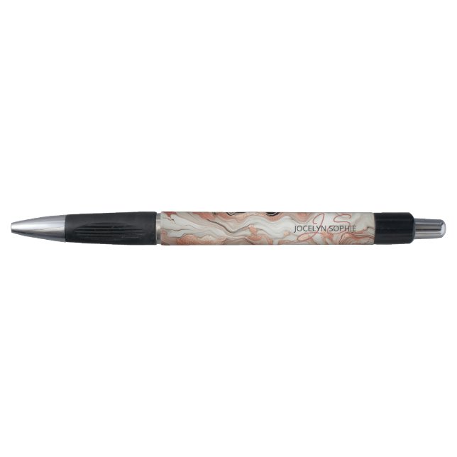 Black Grey Pink Rose Gold Marble Art Pattern Pen (Front)