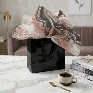 Black Grey Pink Rose Gold White Marble Art Pattern Tissue Paper