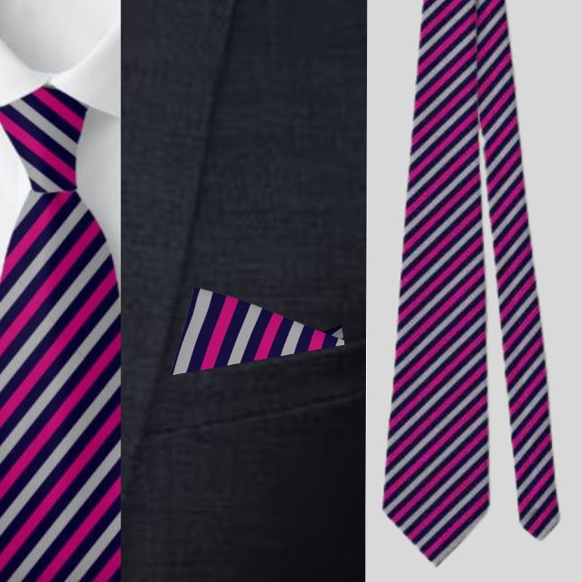 Black Grey Pink Stripes Abstract Pattern     Tie (Creator Uploaded)