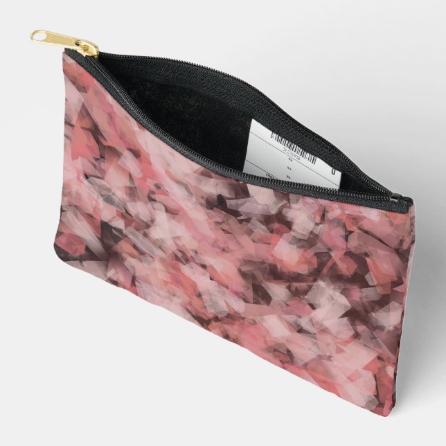 Black Grey Pink White Modern Geometric Abstract Accessory Pouch (Open)