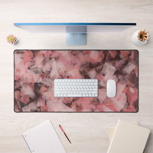 Black Grey Pink White Modern Geometric Abstract Desk Mat (Office 1)