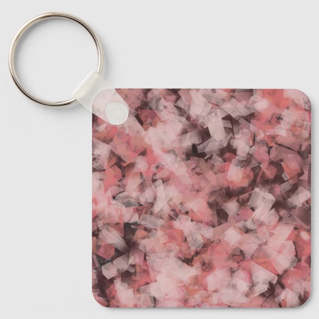Black Grey Pink White Modern Geometric Abstract Keychain (Front)