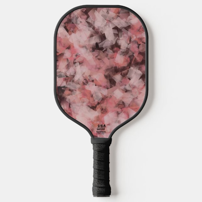 Black Grey Pink White Modern Geometric Abstract Pickleball Paddle (Front)