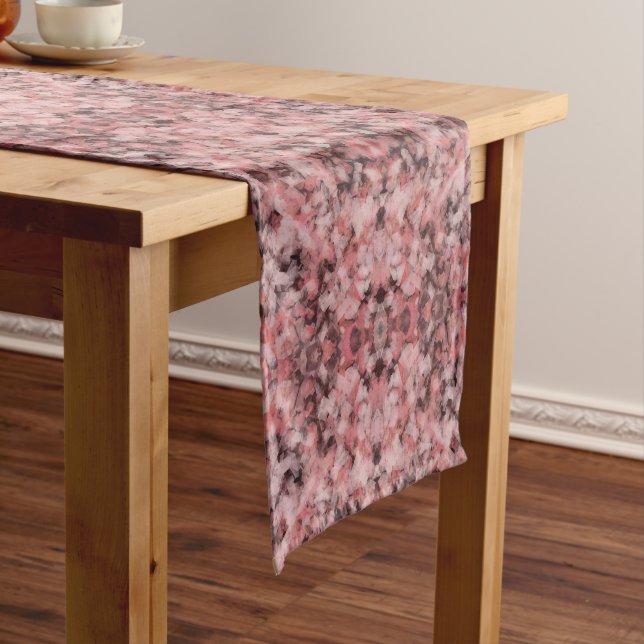 Black Grey Pink White Modern Geometric Abstract Short Table Runner (In Situ)