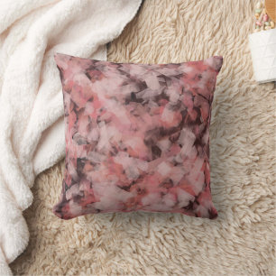 Black Grey Pink White Modern Geometric Abstract Throw Pillow