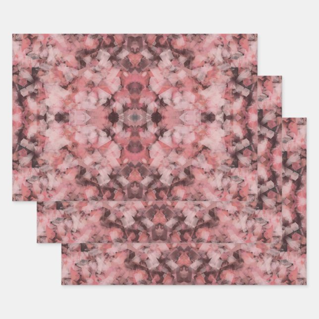 Black Grey Pink White Modern Geometric Abstract Wrapping Paper Sheet (Set)