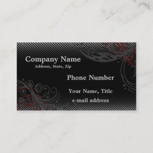 Black Grey Pinstripes and Swirls Business Card