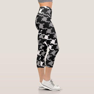 Black & Grey Plaid  Capri Leggings