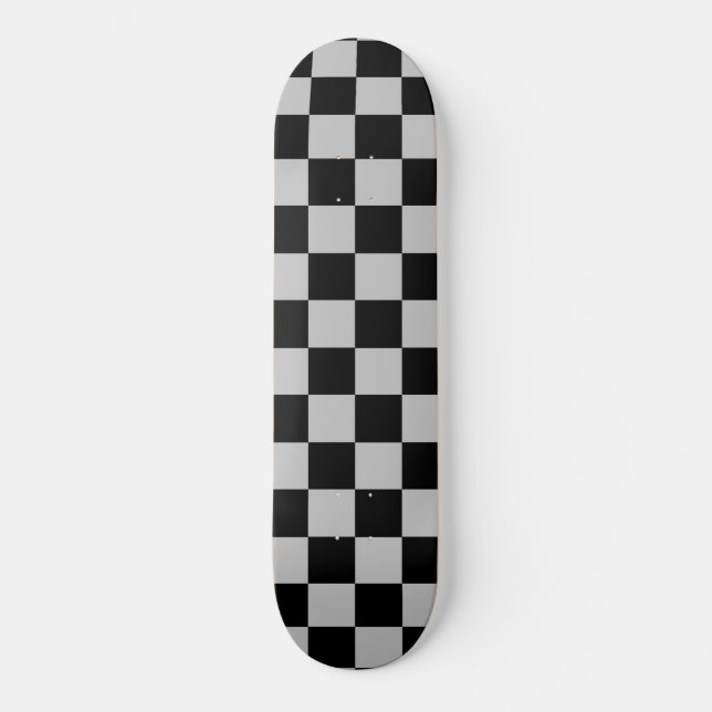 Black & Grey Plaid Checked Skateboard (Front)