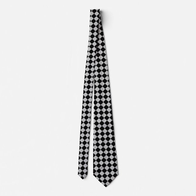 Black & Grey Plaid Checked Tie (Back)
