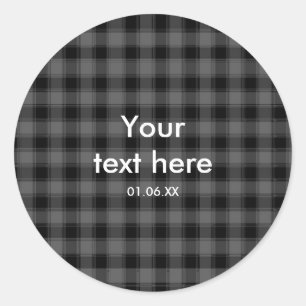 Black & Grey Plaid Chequered Party Favour Stickers