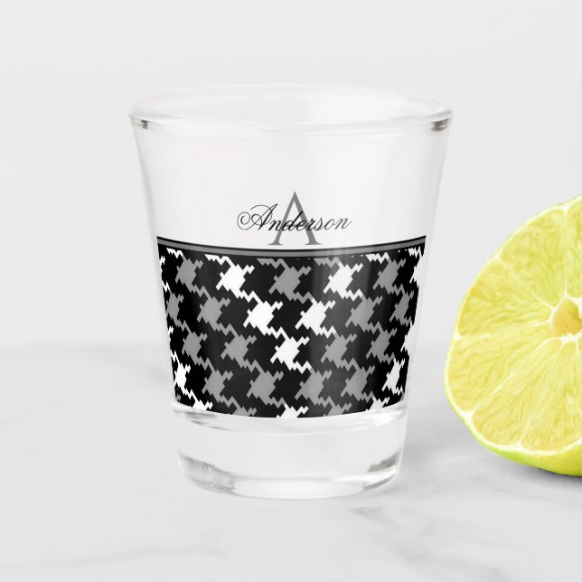 Black Grey Plaid   Shot Glass (Front)