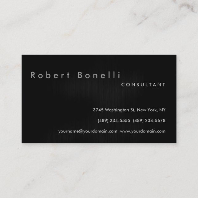 Black Grey Plain Consultant Business Card (Front)
