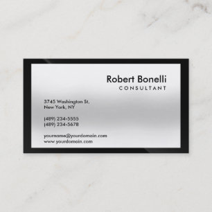 Black Grey Plain Modern Consultant Business Card