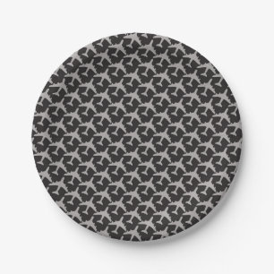 Black Grey Plane Airplanes Pilot Plane Aviation Paper Plate