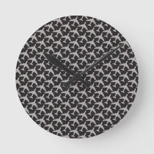 Black Grey Plane Airplanes Pilot Plane Aviation Round Clock