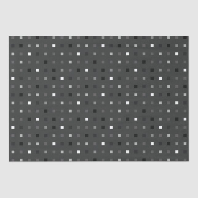 Black Grey Playful Pixel Seamless Pattern Tissue Paper (Front)