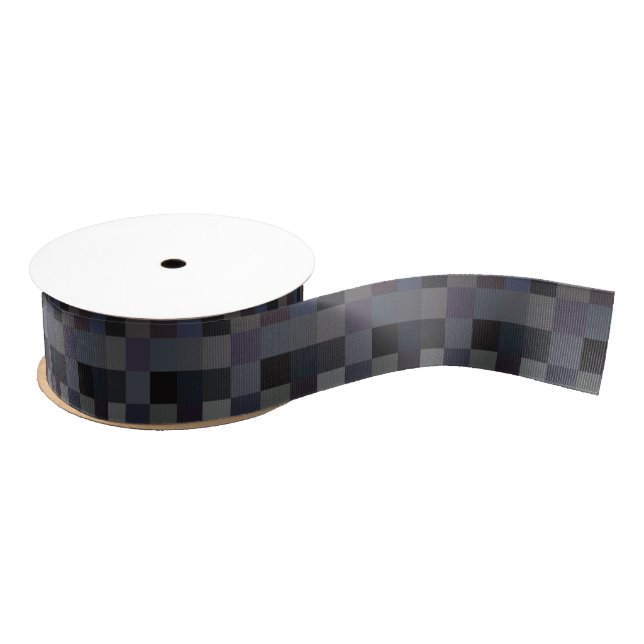 Black, Grey, Plum Checks 1.5" Grosgrain Ribbon (Spool)