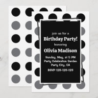 Black Grey Polka Dot Birthday Party