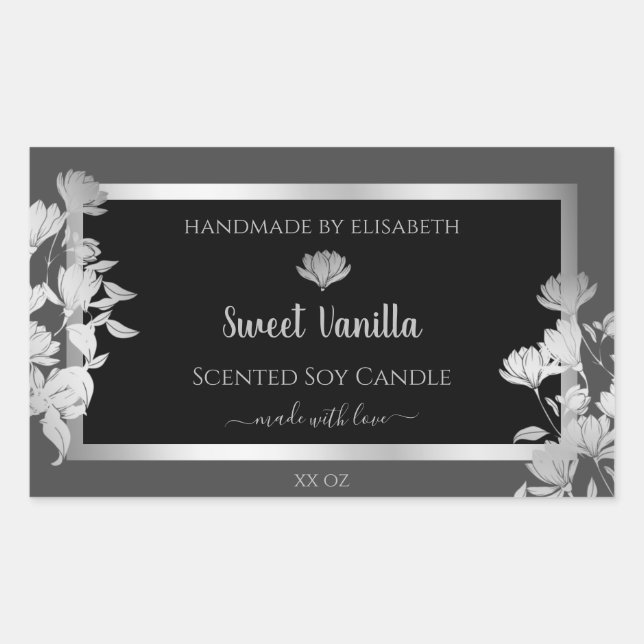 Black Grey Product Packaging Labels Silver Frame (Front)