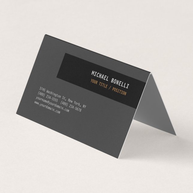 Black Grey Professional Custom Name Position Best Business Card (Front)