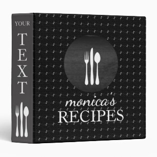 Black Grey Recipe Cooking Vintage Personalized Binder