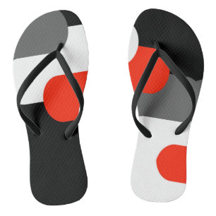 Black Grey red and White Pair of Flip Flops