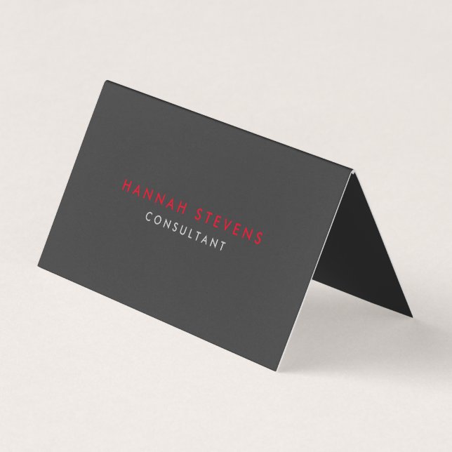 Black Grey Red Professional Modern Minimalist Business Card (Front)