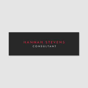 Black Grey Red Professional Modern Name Tag