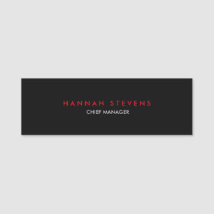 Black Grey Red Professional Modern Name Tag
