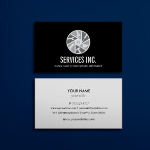 Black Grey Repairing services logo professional Business Card