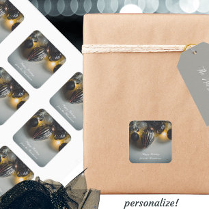 Black Grey Retro Christmas Ornaments Square Sticker