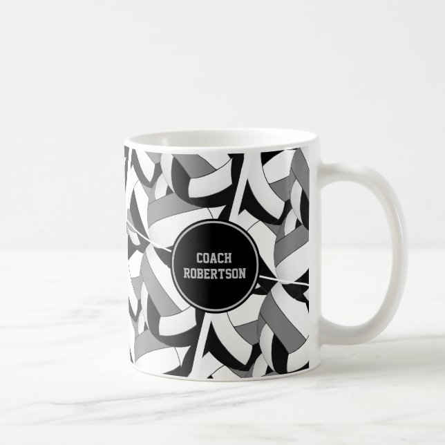 black grey school colours volleyball coach gift coffee mug (Right)