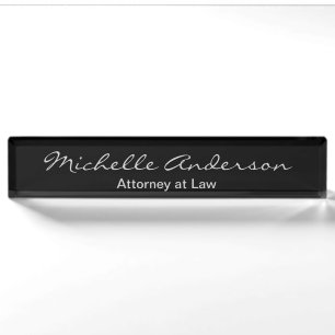 Black Grey Script Attorney at Law Nameplate