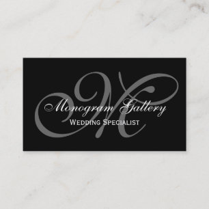 Black Grey Script Monogram Wedding Business Business Card