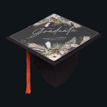 Black grey script pampas eucalyptus elegant decor graduation cap topper<br><div class="desc">Graduate pampas grass and eucalyptus modern boho elegant stylish party decor favour graduation cap design. Contemporary black,  terracotta,  sage green and natural beige collection.</div>
