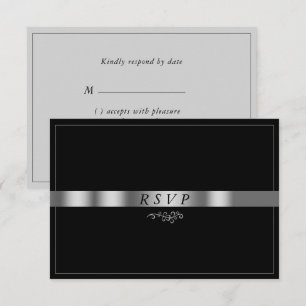 Black Grey Silver RSVP Card