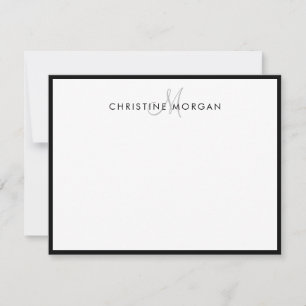 Black grey simple chic minimalist monogram name card