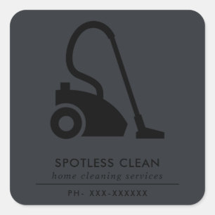 BLACK GREY SIMPLE VACUUM CLEANER CLEANING SERVICE SQUARE STICKER