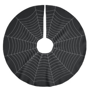 Black grey spider web Halloween pattern Brushed Polyester Tree Skirt
