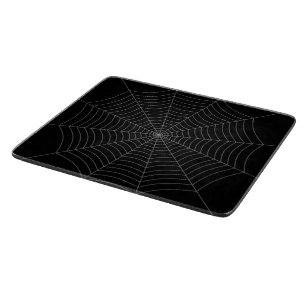 Black grey spider web Halloween pattern Cutting Board