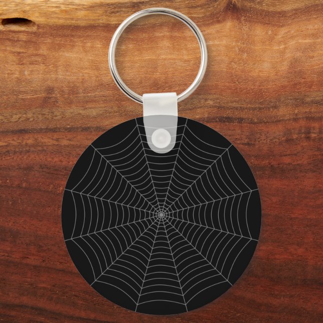 Black grey spider web Halloween pattern Keychain (Front)