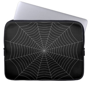 Black grey spider web Halloween pattern Laptop Sleeve