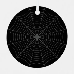 Black grey spider web Halloween pattern Metal Ornament