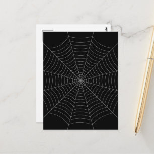 Black grey spider web Halloween pattern Postcard
