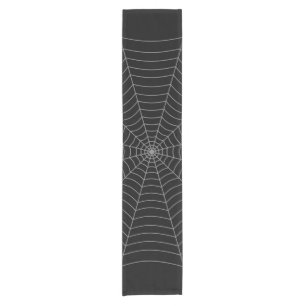 Black grey spider web Halloween pattern Short Table Runner