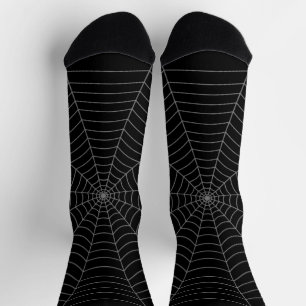 Black grey spider web Halloween pattern Socks