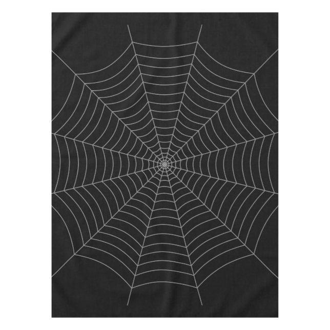 Black grey spider web Halloween pattern Tablecloth (Front)