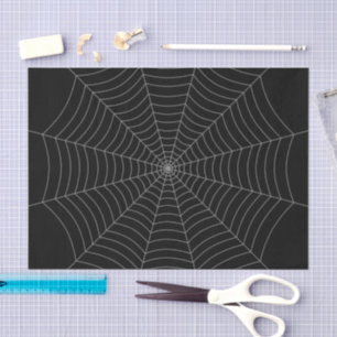 Black grey spider web Halloween pattern Tissue Paper